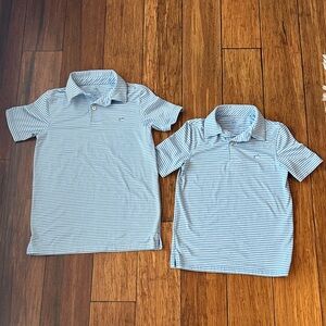Lot of 2 Southern Tide Light Blue and White Striped Kids Polo